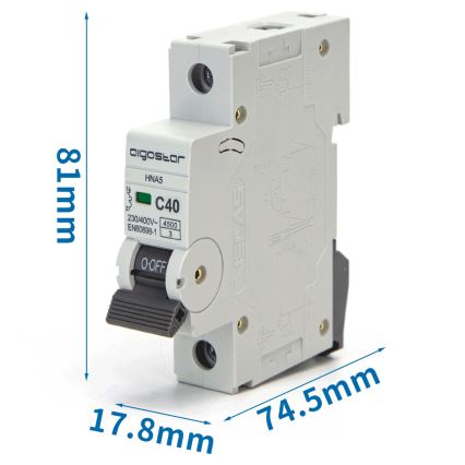 Aigostar - Leitungsschutzschalter einphasig 1P-40A-C 230-400V
