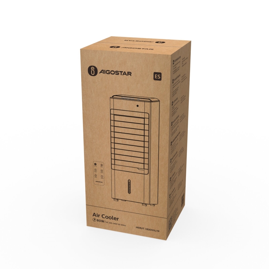 Aigostar - Luftkühler 80W/230V weiß + Fernbedienung