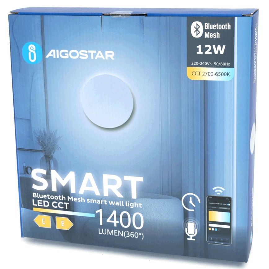 Aigostar - LED dimmbare Wandleuchte MESH Smart LED/12W/230V 2700-6500K weiß