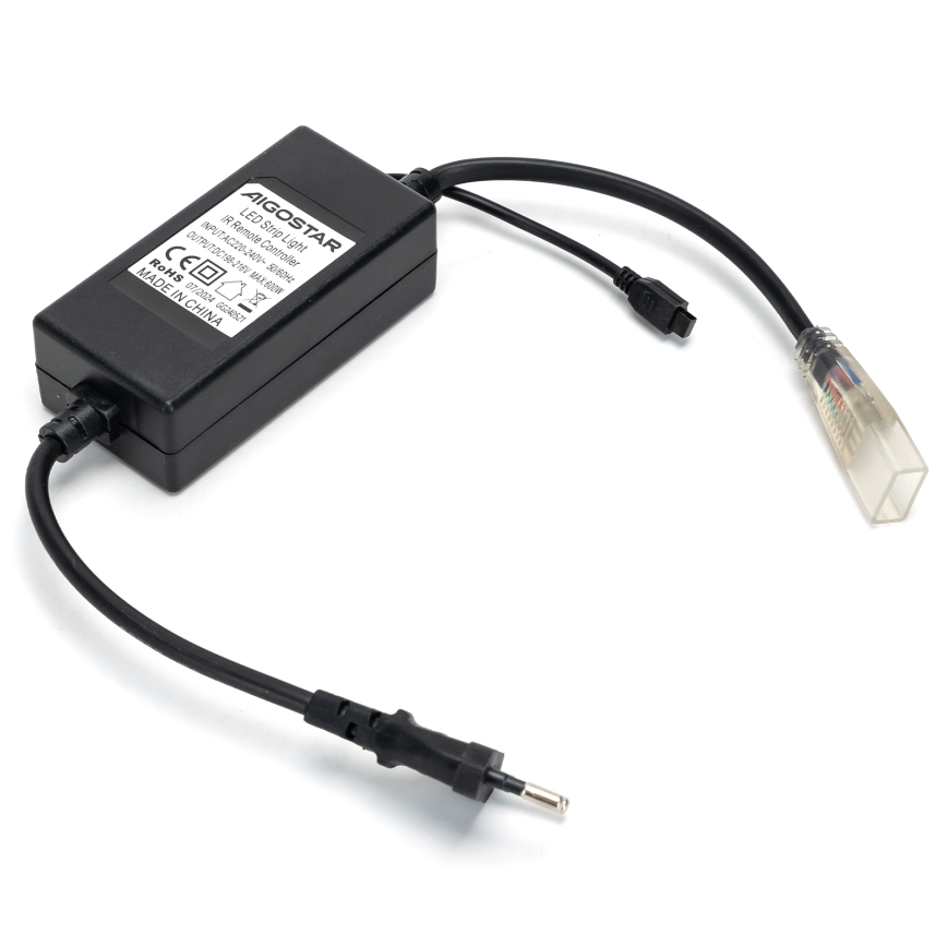 Aigostar - Netzkabel für LED-RGB-Streifen 1000W/230V mit Fernbedienung