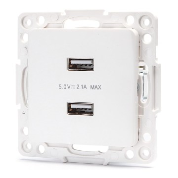 Aigostar - Rahmenlose USB-Lade-Steckdose, 2x USB-A, weiß