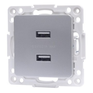 Aigostar - rahmenlose USB-Netzsteckdose 2x USB-A, silber