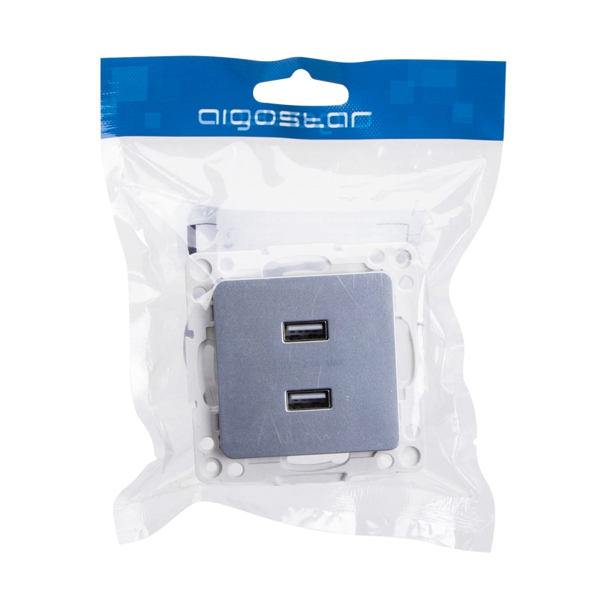 Aigostar - rahmenlose USB-Netzsteckdose 2x USB-A, silber
