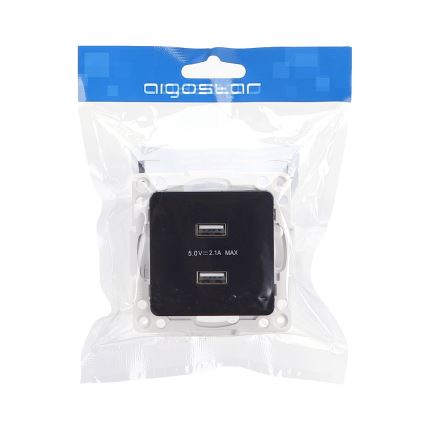 Aigostar - rahmenlose USB-Steckdose 2x USB-A schwarz