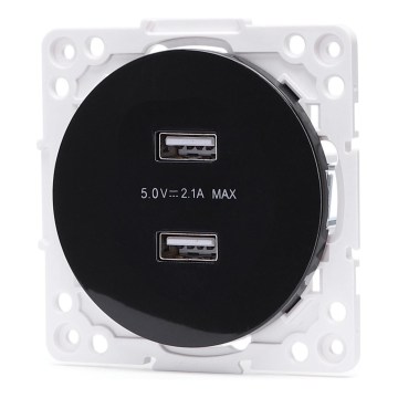 Aigostar - rahmenlose USB-Steckdose, 2x USB-A, schwarz