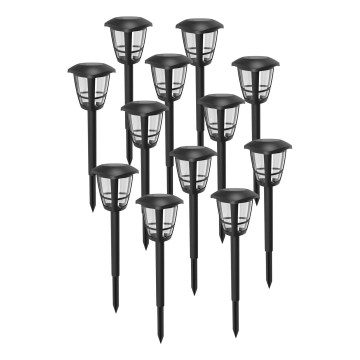 Aigostar - SET 12x LED-Solarleuchte LED/0,06W/2V 33,8 cm 6500K 100 mAh IP44 schwarz