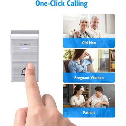 Aigostar - SET 2x Kabellose Steckdosen-Türklingel 230V/12V IP44 silbern