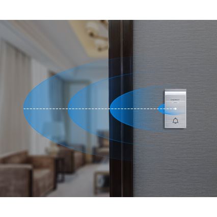 Aigostar - SET 2x Kabellose Steckdosen-Türklingel 230V/12V IP44 silbern