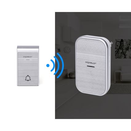 Aigostar - SET 2x Kabellose Steckdosen-Türklingel 230V/12V IP44 silbern