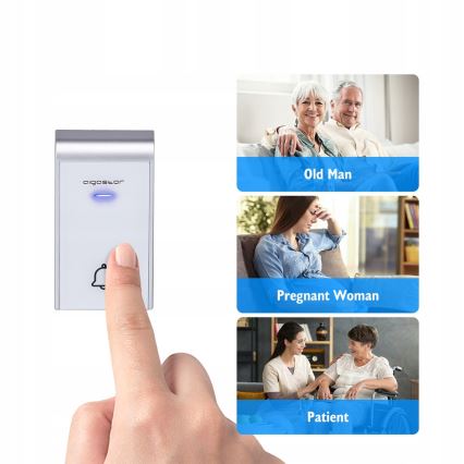 Aigostar - SET 2x Kabellose Steckdosen-Türklingel 230V/12V IP44 weiß