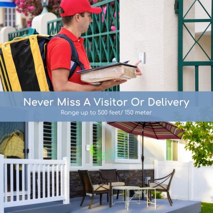 Aigostar - SET 2x Kabellose Türklingel 3xAA/12V IP44 weiß