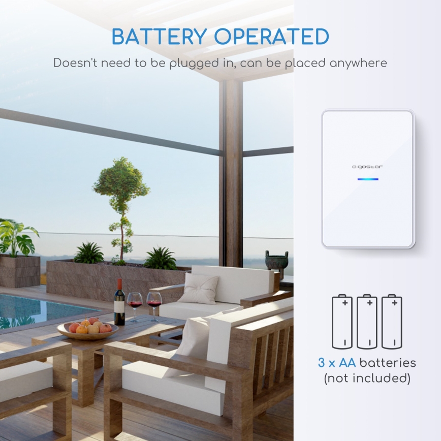 Aigostar - SET 2x Kabellose Türklingel 3xAA/12V IP44 weiß