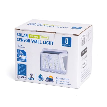 Aigostar - SET 2x LED-Solarleuchte für den Außenbereich mit Sensor LED/1,48W/3,7V IP65