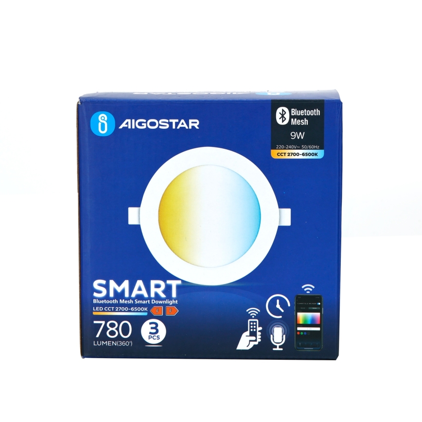 Aigostar - SET 3x Dimmbare LED-Einbauleuchte MESH LED/9W/230V 2700K-6500K d 14,5 cm