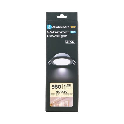 Aigostar - SET 3x LED-Einbauleuchte für den Außenbereich LED/4,8W/230V 4000K IP65 schwarz