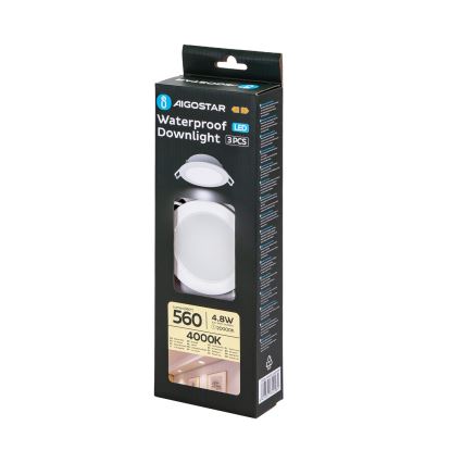 Aigostar - SET 3x LED-Einbauleuchte für den Außenbereich LED/4,8W/230V 4000K IP65 weiß