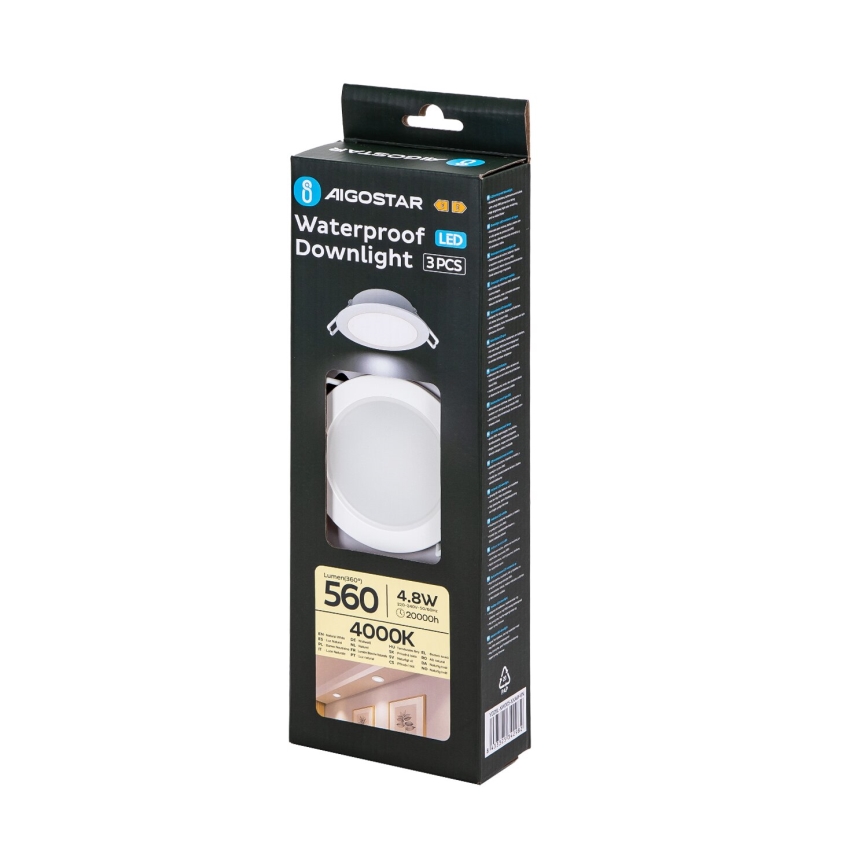 Aigostar - SET 3x LED-Einbauleuchte für den Außenbereich LED/4,8W/230V 4000K IP65 weiß