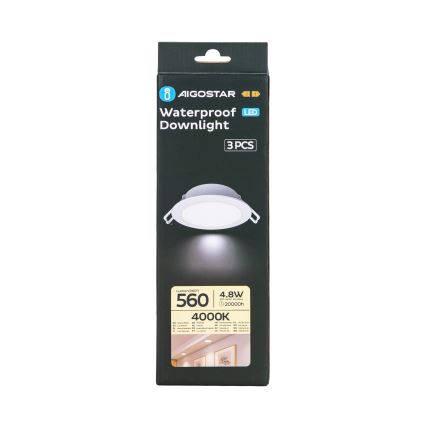 Aigostar - SET 3x LED-Einbauleuchte für den Außenbereich LED/4,8W/230V 4000K IP65 weiß