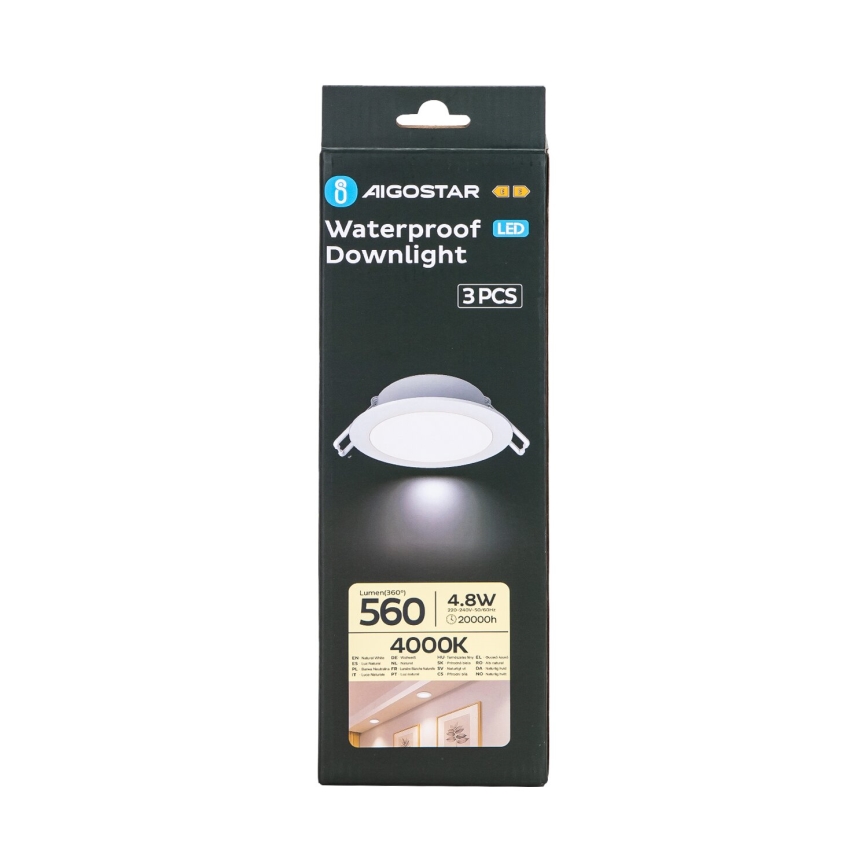 Aigostar - SET 3x LED-Einbauleuchte für den Außenbereich LED/4,8W/230V 4000K IP65 weiß