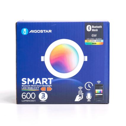 Aigostar - SET 3 x LED RGB Dimmbare Einbauleuchte MESH LED/6W/230V 2700K-6500K d 11,5cm