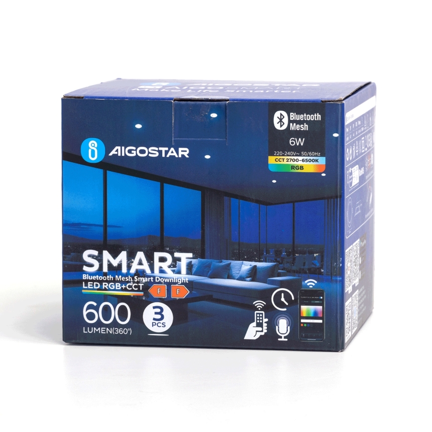 Aigostar - SET 3 x LED RGB Dimmbare Einbauleuchte MESH LED/6W/230V 2700K-6500K d 11,5cm