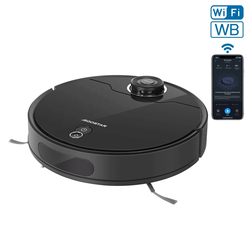 Aigostar - Smart-Staubsaugerroboter  2-in-1 12W/230V 3300mAh Wi-Fi schwarz