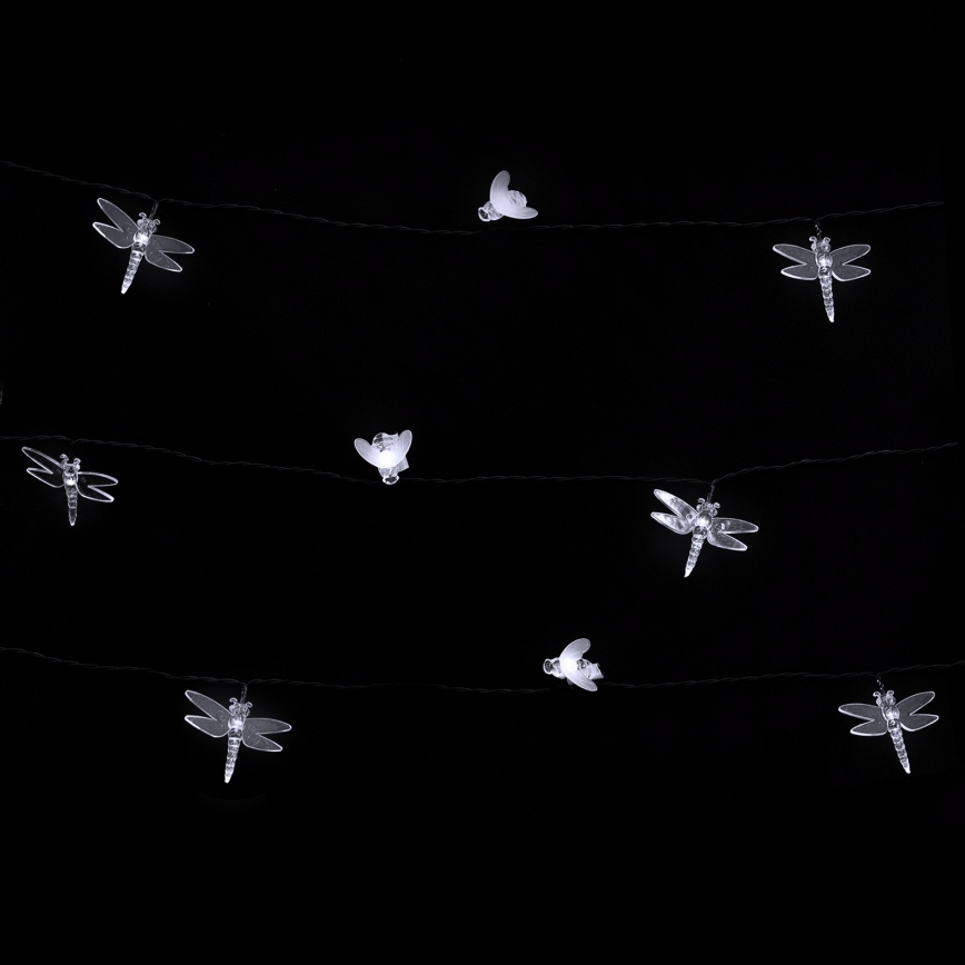 Aigostar - LED solarbetriebene Dekorations-Lichterkette, 50 LEDs, 8 Funktionen, 10 m, 800 mAh, IP65, kaltweiß