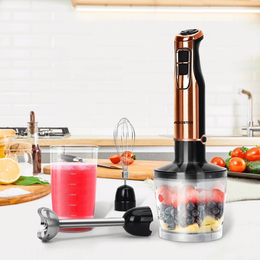 Aigostar - Stabmixer 1000W/230V rosa golden