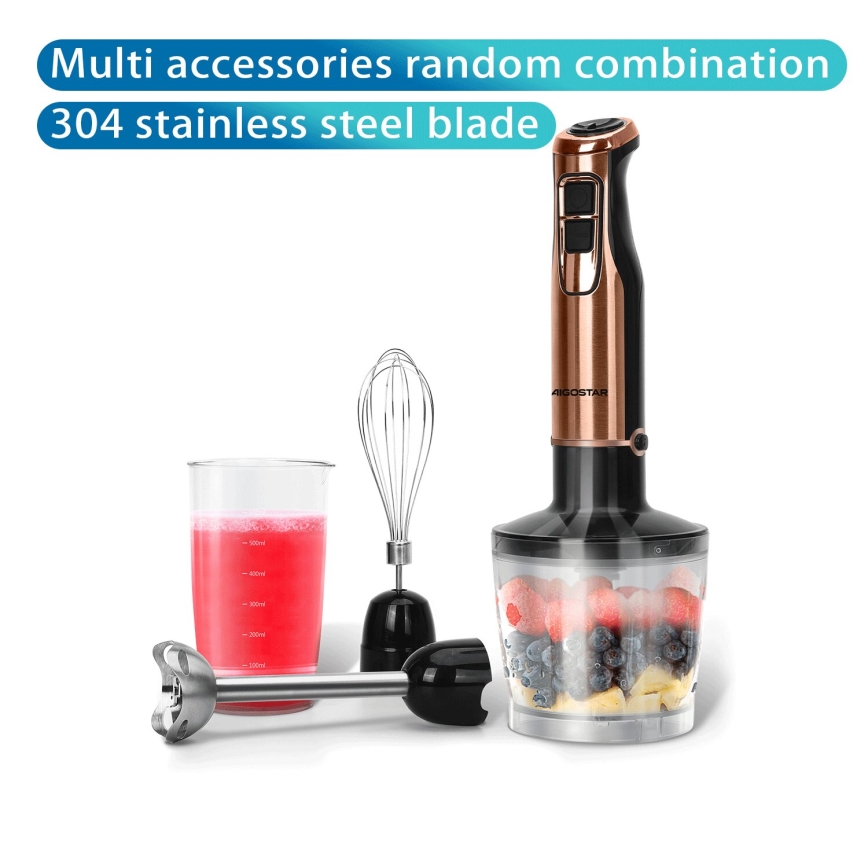 Aigostar - Stabmixer 1000W/230V rosa golden