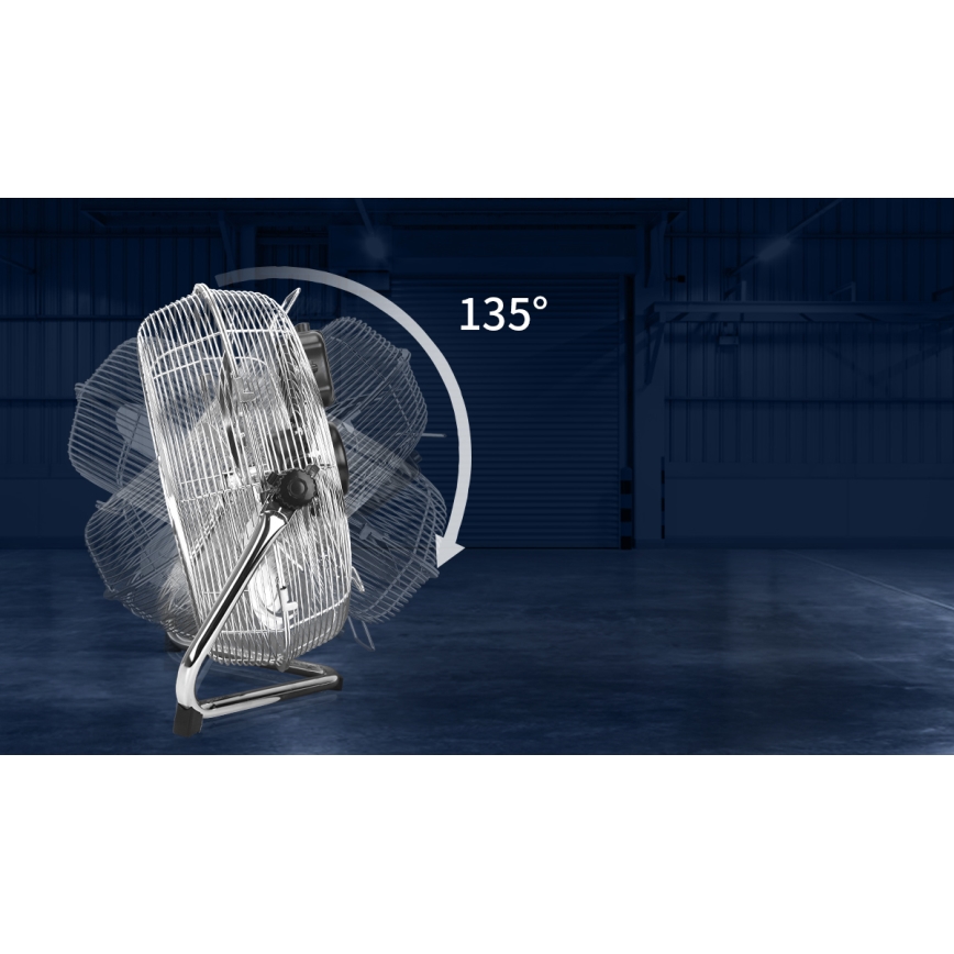 Aigostar - Standventilator 100 W/230 V Ø 54 cm glänzender Chrom
