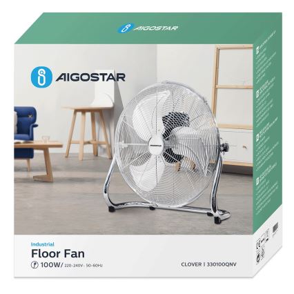 Aigostar - Standventilator 100 W/230 V Ø 54 cm glänzender Chrom