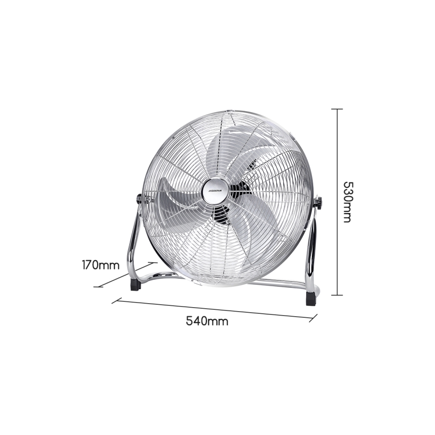 Aigostar - Standventilator 100 W/230 V Ø 54 cm glänzender Chrom