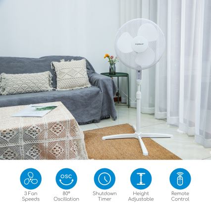 Aigostar - Standventilator 40W/230V 120 cm weiß