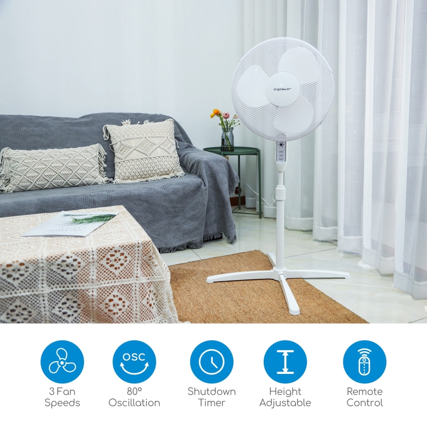 Aigostar - Standventilator 40W/230V 120 cm weiß