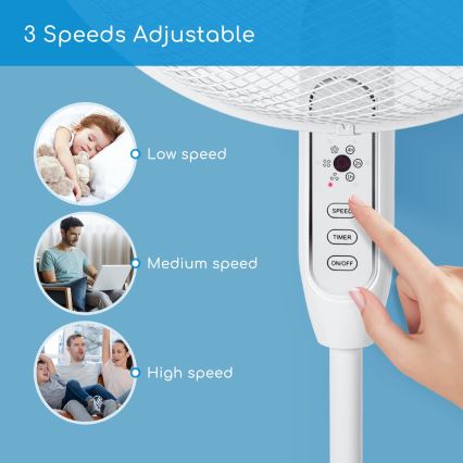 Aigostar - Standventilator 40W/230V 120 cm weiß