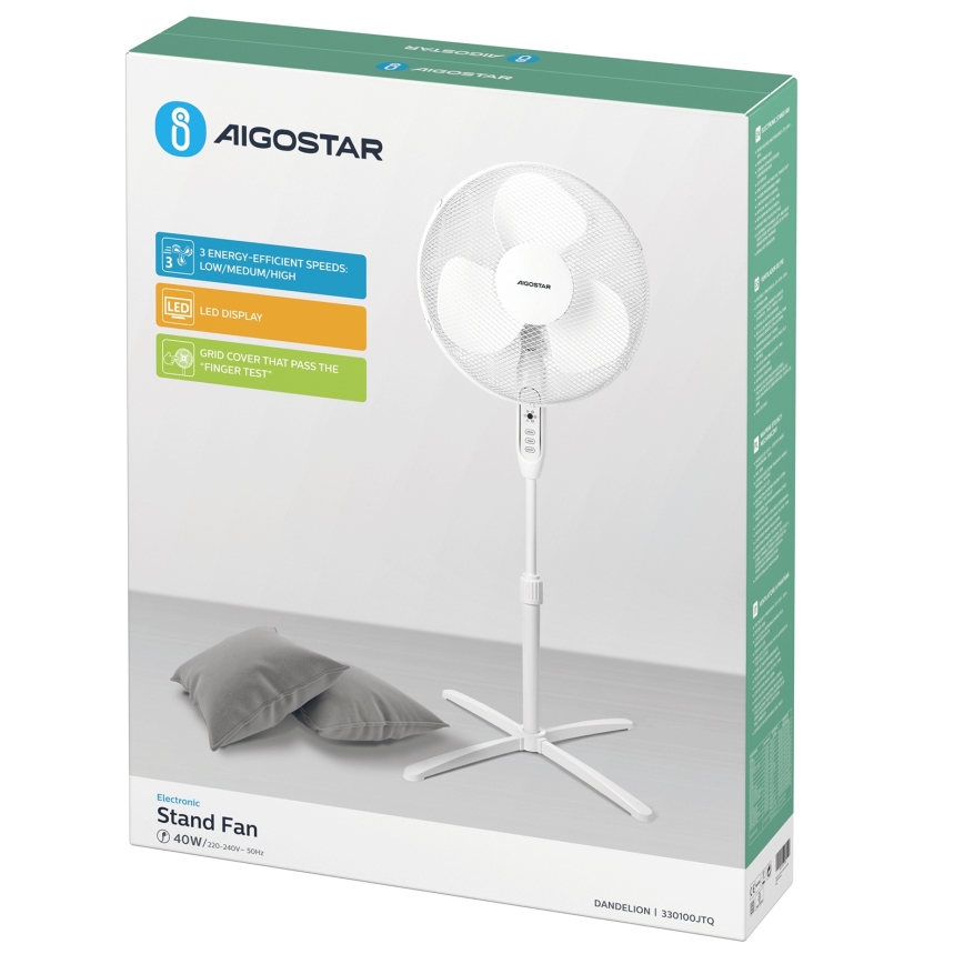 Aigostar - Standventilator 40W/230V 120 cm weiß