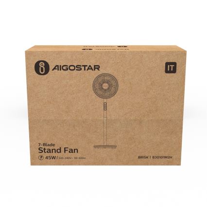Aigostar - Standventilator 45W/230V 110 cm weiß