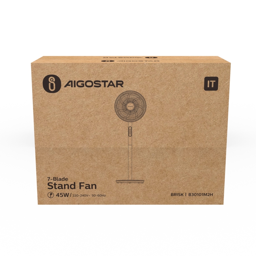 Aigostar - Standventilator 45W/230V 110 cm weiß
