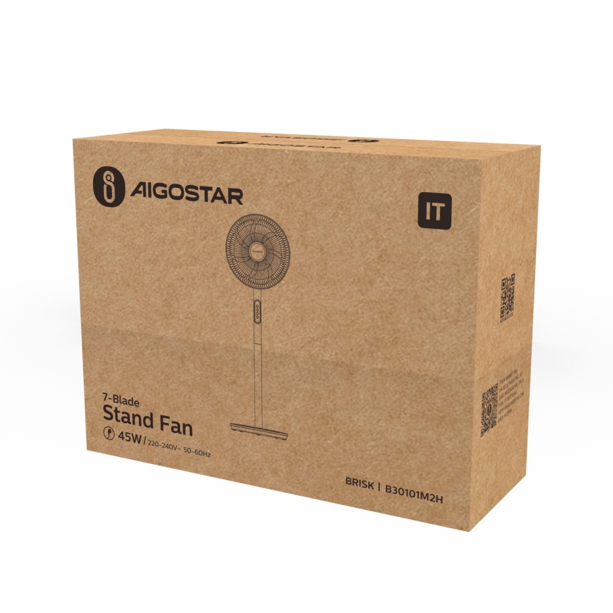 Aigostar - Standventilator 45W/230V 110 cm weiß
