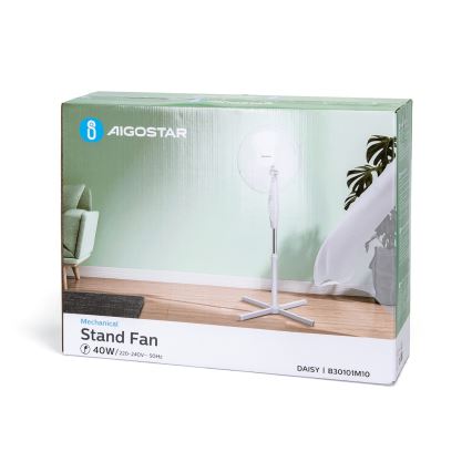 Aigostar - Standventilator 45W/230V 125 cm weiß
