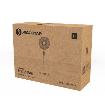 Aigostar - Standventilator 45W/230V Ø 35 cm weiß