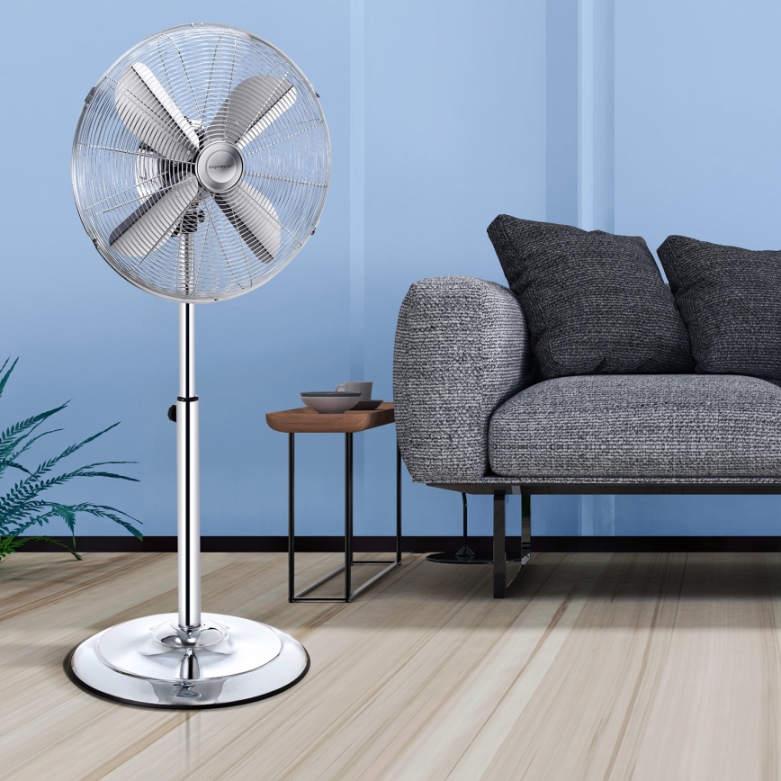 Aigostar - Standventilator 50W/230V 44,8 cm glänzendes Chrom
