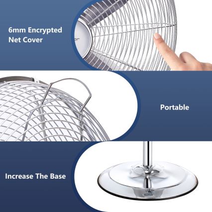 Aigostar - Standventilator 50W/230V 44,8 cm glänzendes Chrom