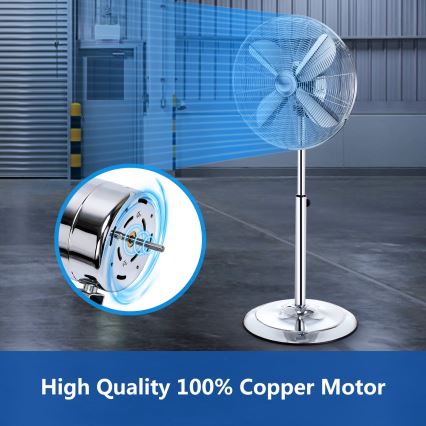Aigostar - Standventilator 50W/230V 44,8 cm glänzendes Chrom