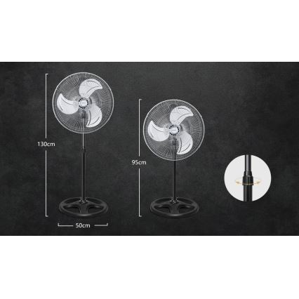 Aigostar - Standventilator 50W/230V Ø 50 cm Chrom/Schwarz
