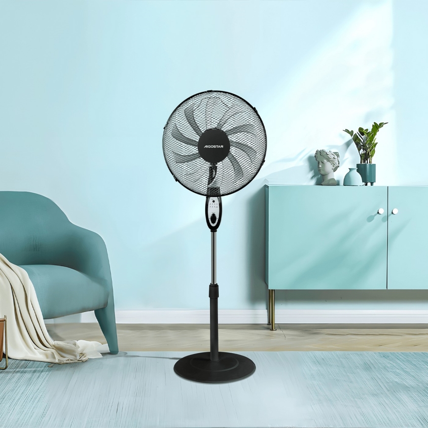 Aigostar - Standventilator 55W/230V 130 cm schwarz + Fernbedienung