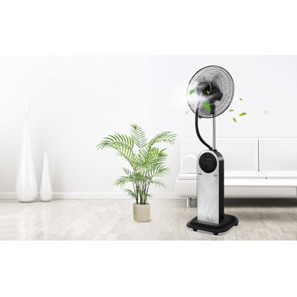 Aigostar - Standventilator mit Nebeleffekt 95W/230V schwarz/grau + Fernbedienung