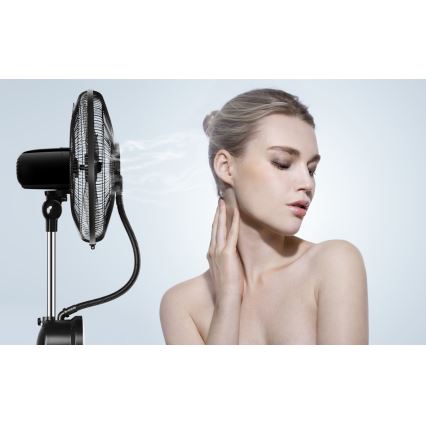 Aigostar - Standventilator mit Nebeleffekt 95W/230V schwarz/grau + Fernbedienung