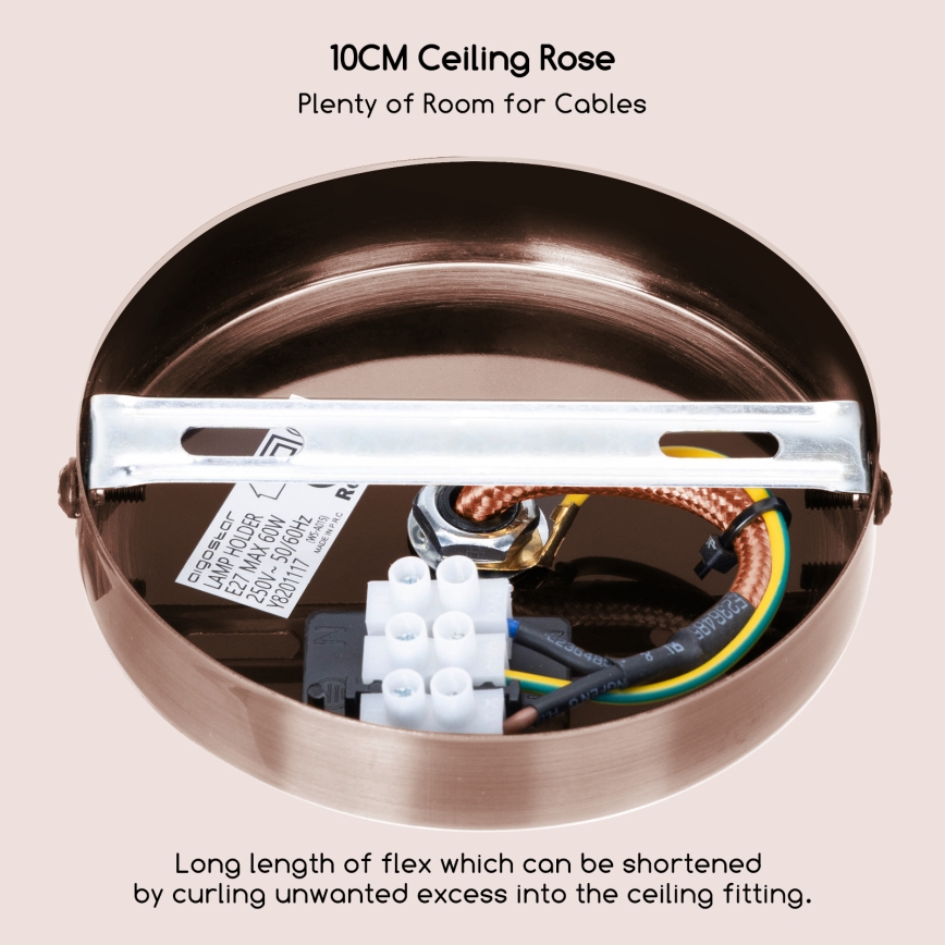 Aigostar - Stromkabel 1xE27/60W/230V Kupfer