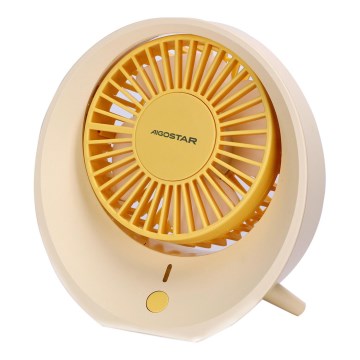 Aigostar - Tisch aufladbar Ventilator 3W/5V 1200mAh USB orange